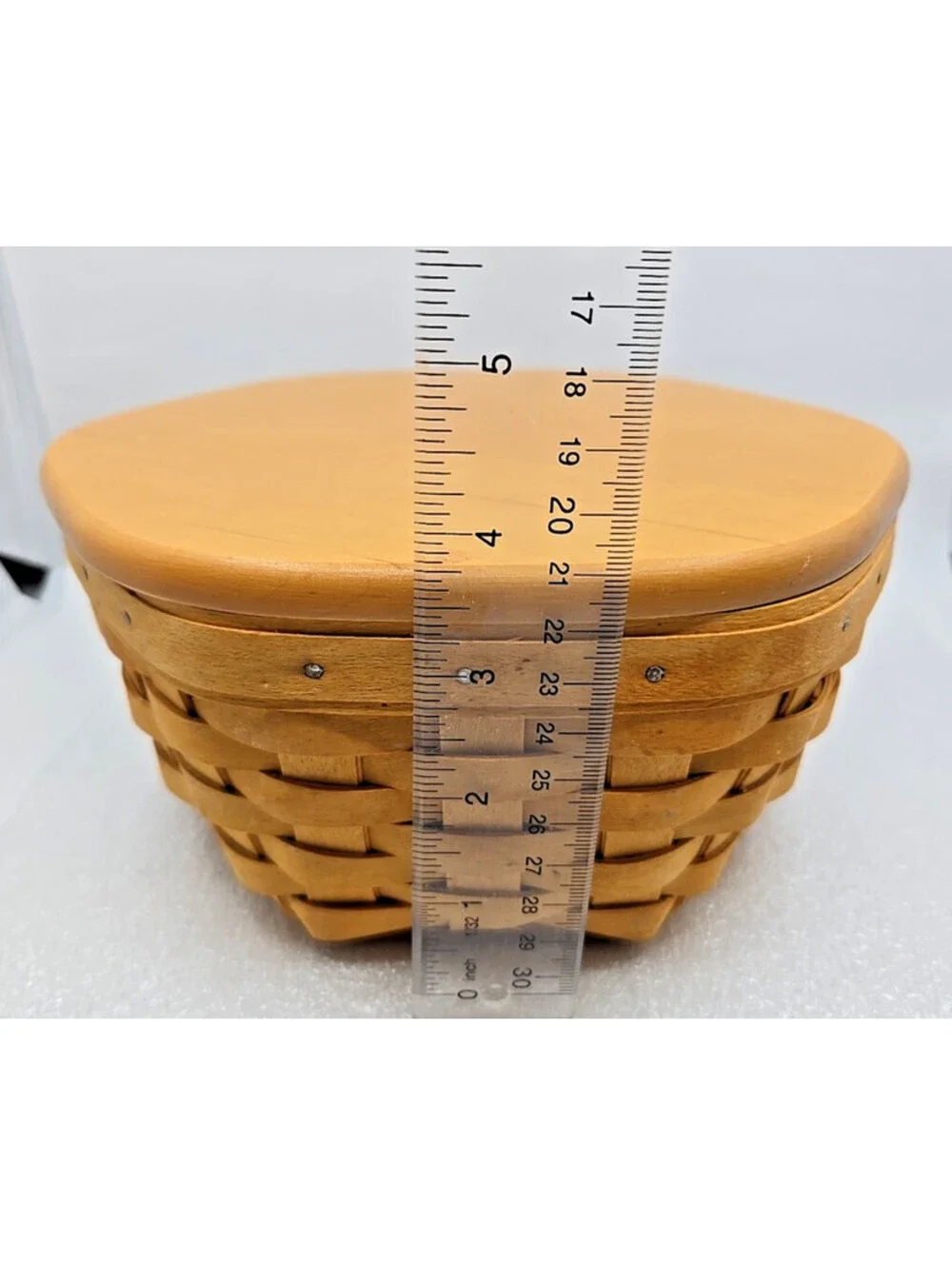 Longaberger 2000 Hexagon Basket Set w/Protector & Wood Lid #42552 - 7.5